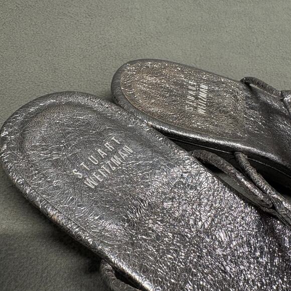 STUART WEITZMAN Women's Metallic Silver Leather Sandals Size 9 Gladiator Demi - Picture 10 of 16